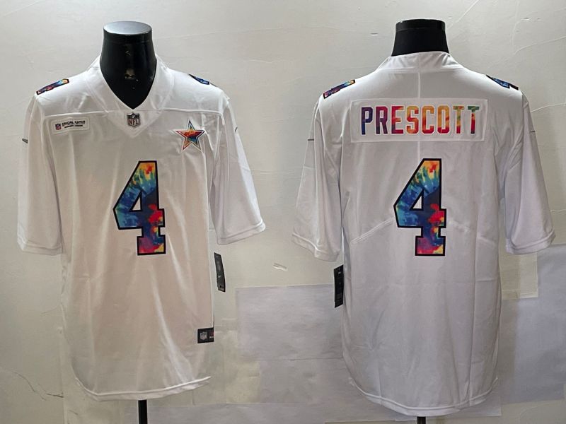 Men Dallas Cowboys #4 Prescott White Rainbow 2024 Nike Limited NFL Jersey style 0108->arizona cardinals->NFL Jersey
